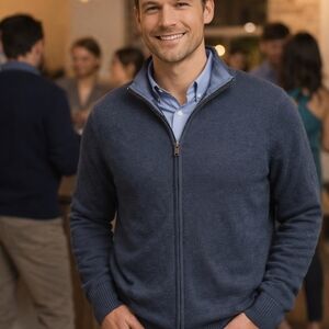 Hathaway Men's Long Sleevefull Zip Pima Cotton Casual Holiday Sweater Sz L